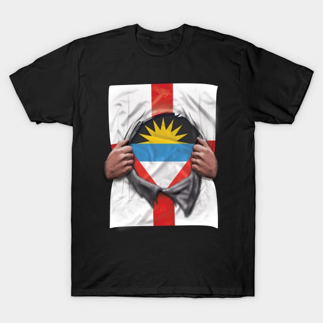 Antigua & Barbuda Flag English Flag Ripped - Gift for Antiguan & Barbudan From Antigua & Barbuda T-Shirt by Country Flags